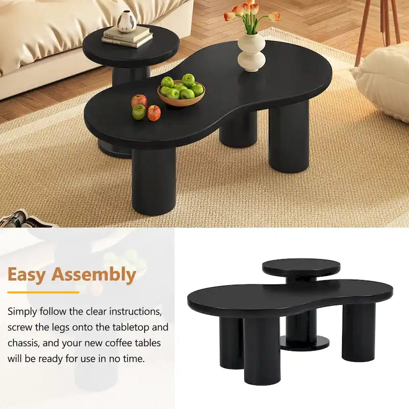White Cloud-Shape Nesting Coffee Table Set of 2