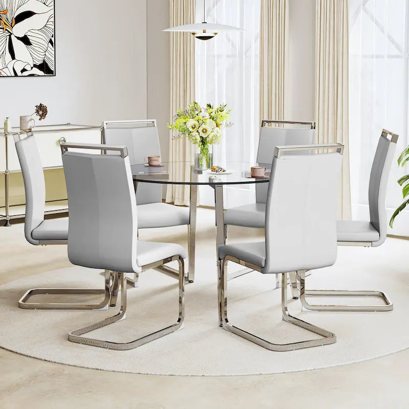 Black / Transparent / Gold Square Tempered Glass Dining Table, Seats 4