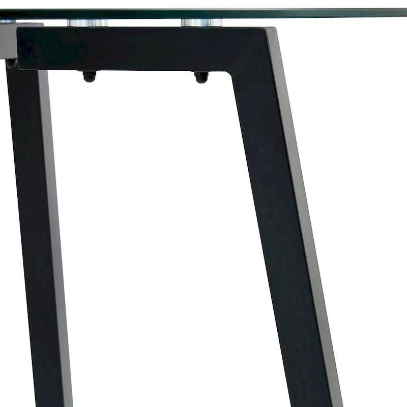 Black / Transparent / Gold Square Tempered Glass Dining Table, Seats 4
