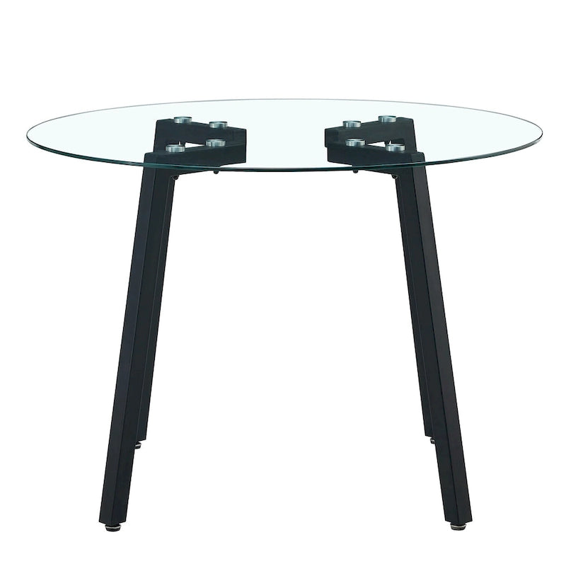 Black / Transparent / Gold Square Tempered Glass Dining Table, Seats 4