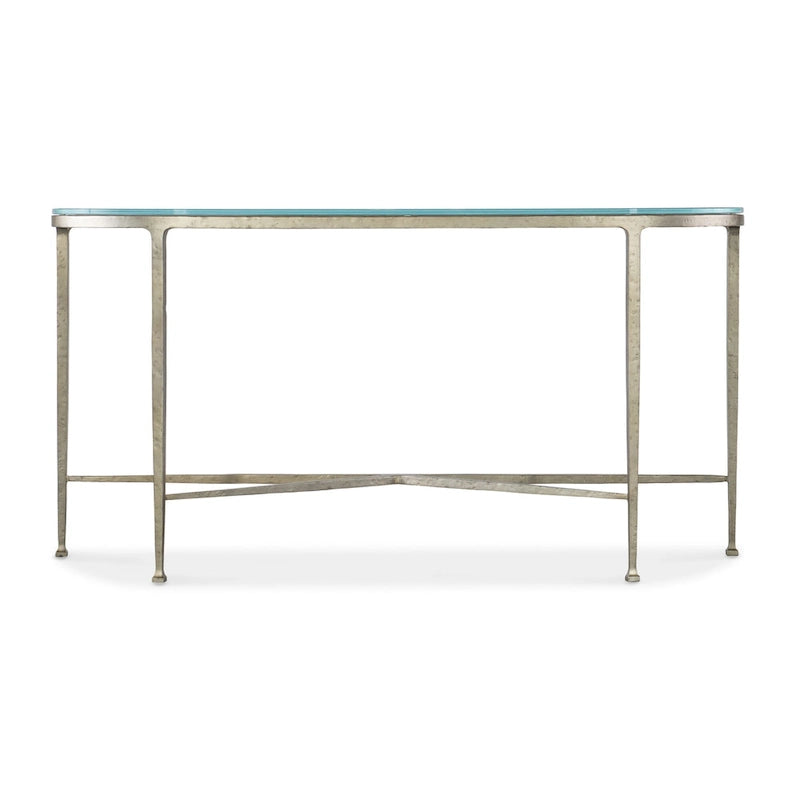 Clear Glass Top Sofa Table with Iron X-Frame, Single