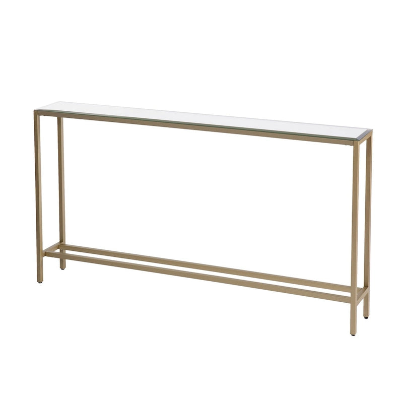 Silver & Gold Mirrored Glass Console Table, 4-Leg, Single