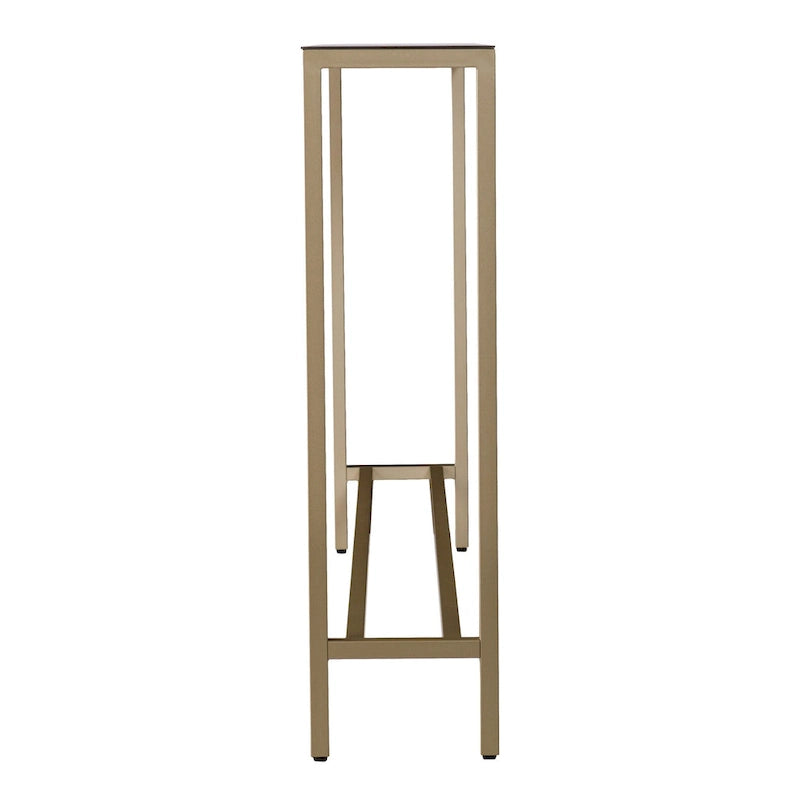 Silver & Gold Mirrored Glass Console Table, 4-Leg, Single