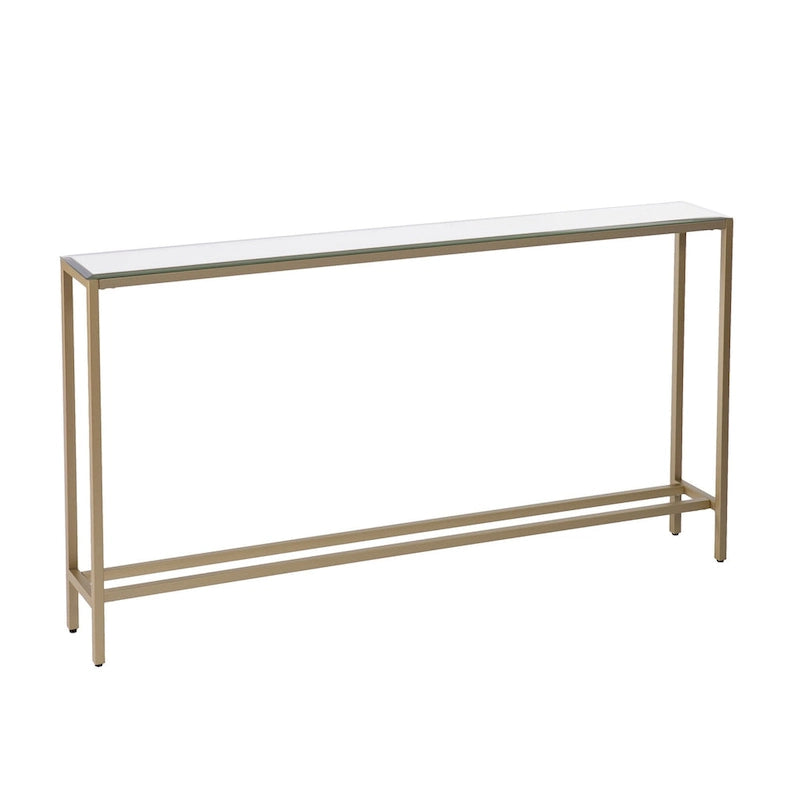 Silver & Gold Mirrored Glass Console Table, 4-Leg, Single