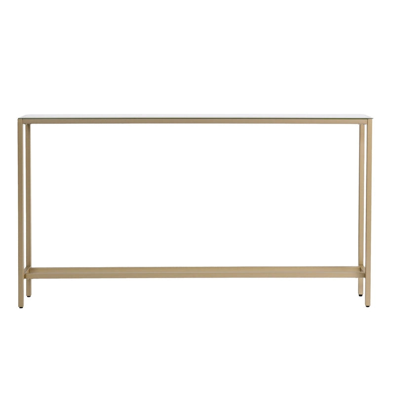 Silver & Gold Mirrored Glass Console Table, 4-Leg, Single