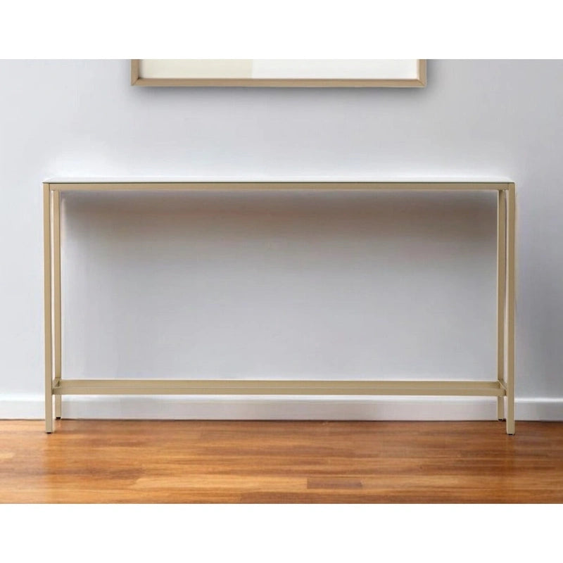 Silver & Gold Mirrored Glass Console Table, 4-Leg, Single
