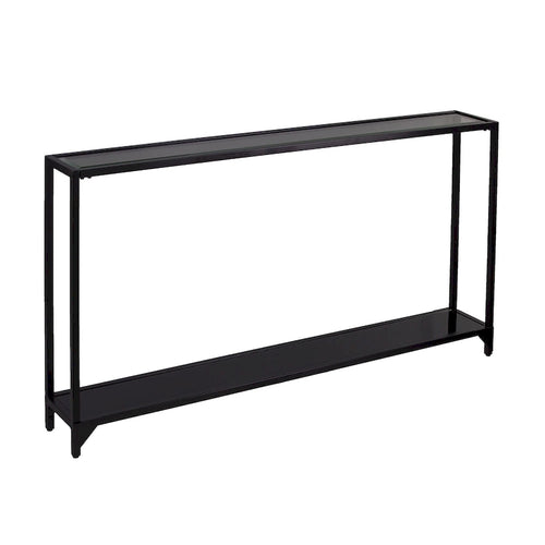 Glass Mirrored Console Table and Metal Frame with Shelf - 56 L x 8 W x 29 H
