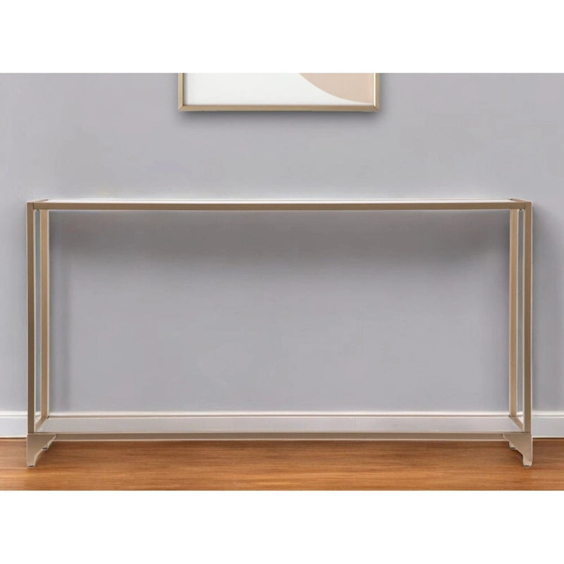 Clear Glass Top Console Table, Metal Frame, Gold / Black / Silver