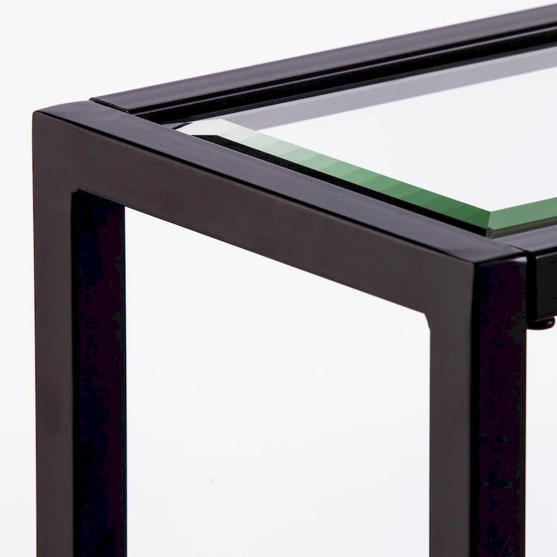 Clear Glass Top Console Table, Metal Frame, Gold / Black / Silver