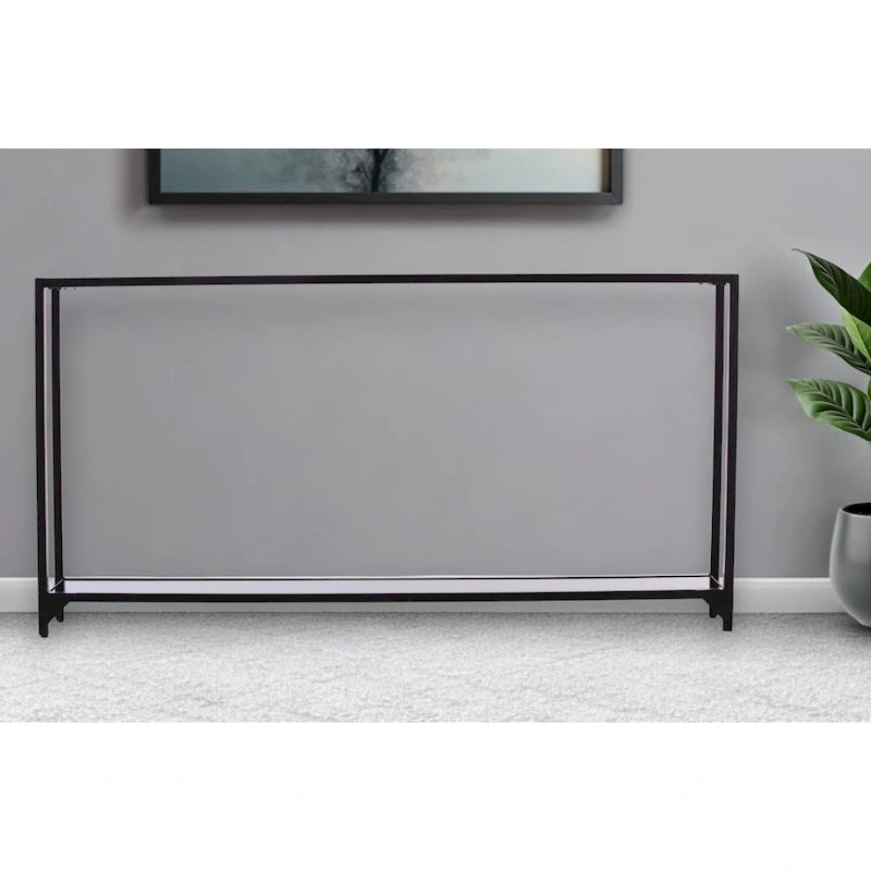 Clear Glass Top Console Table, Metal Frame, Gold / Black / Silver
