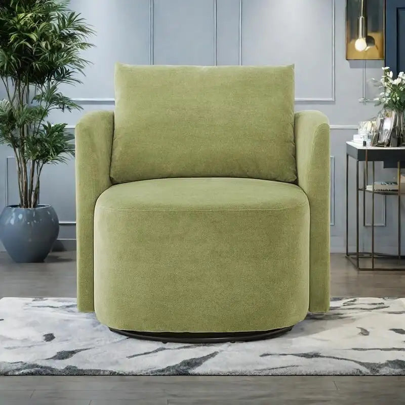 Chenille 360° Swivel Barrel Accent Chair, Single