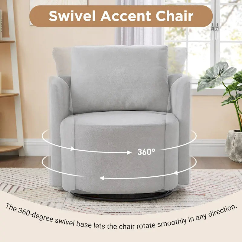 Chenille 360° Swivel Barrel Accent Chair, Single