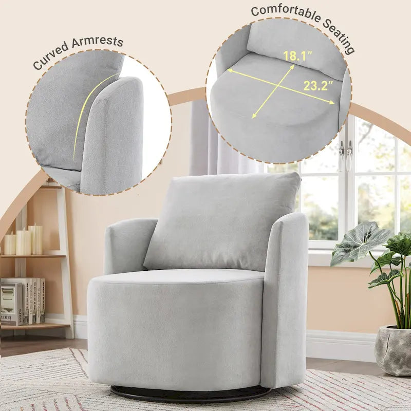 Chenille 360° Swivel Barrel Accent Chair, Single