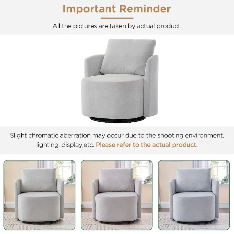 Chenille 360° Swivel Barrel Accent Chair, Single