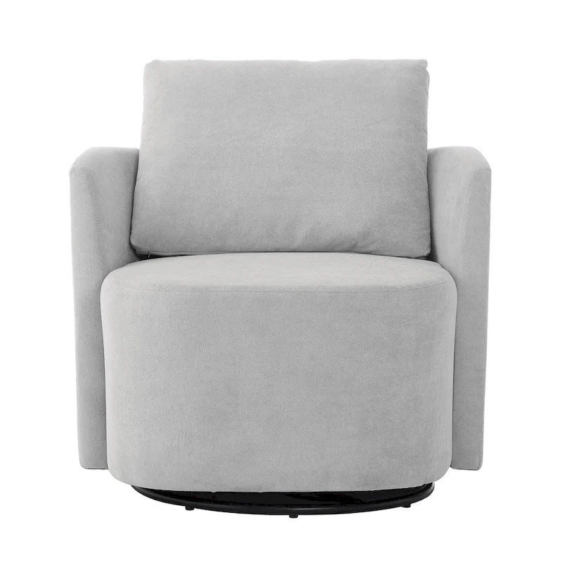Chenille 360° Swivel Barrel Accent Chair, Single