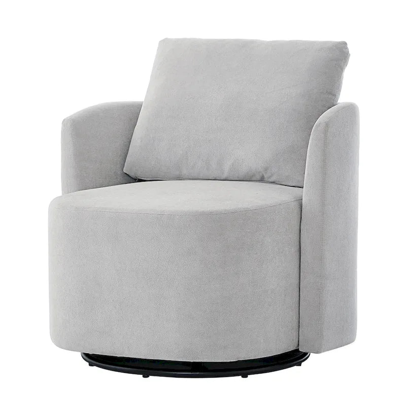 Chenille 360° Swivel Barrel Accent Chair, Single