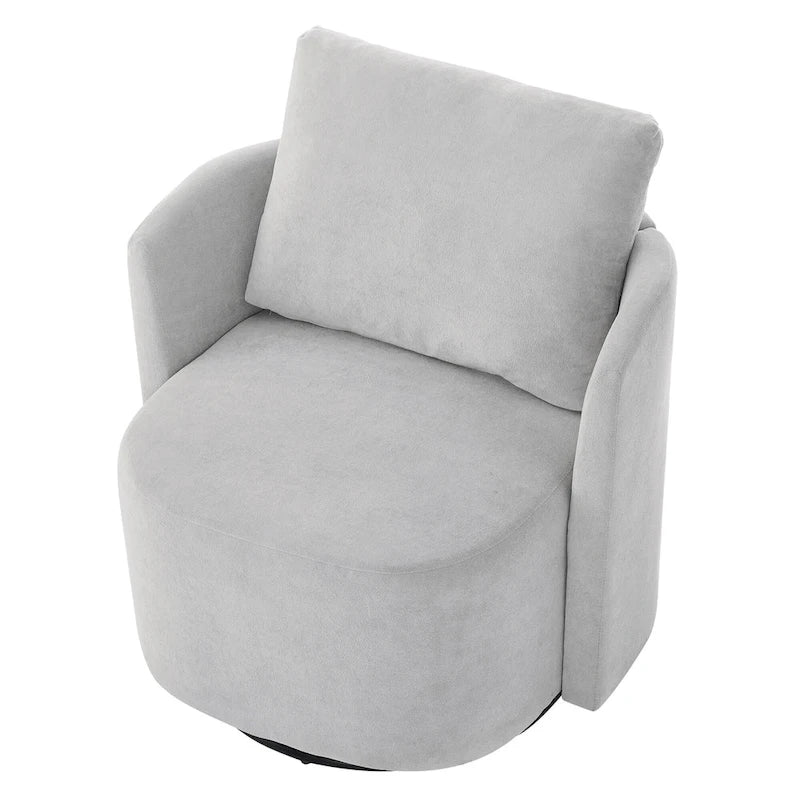 Chenille 360° Swivel Barrel Accent Chair, Single