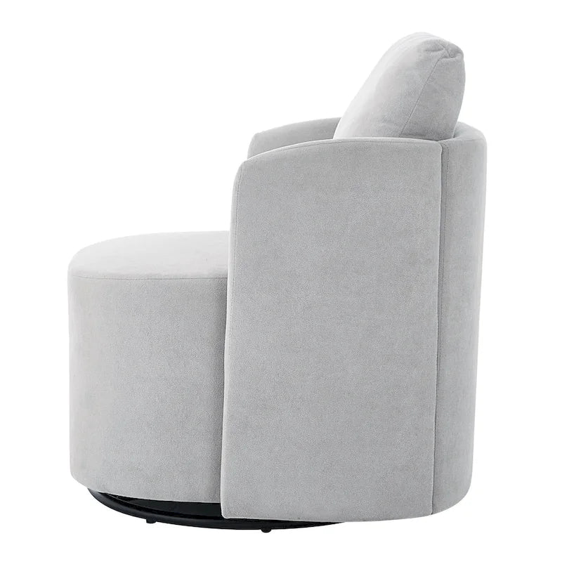 Chenille 360° Swivel Barrel Accent Chair, Single