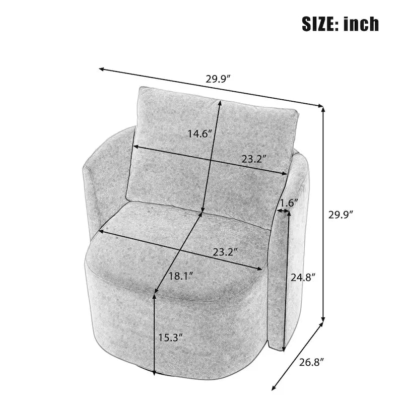 Chenille 360° Swivel Barrel Accent Chair, Single