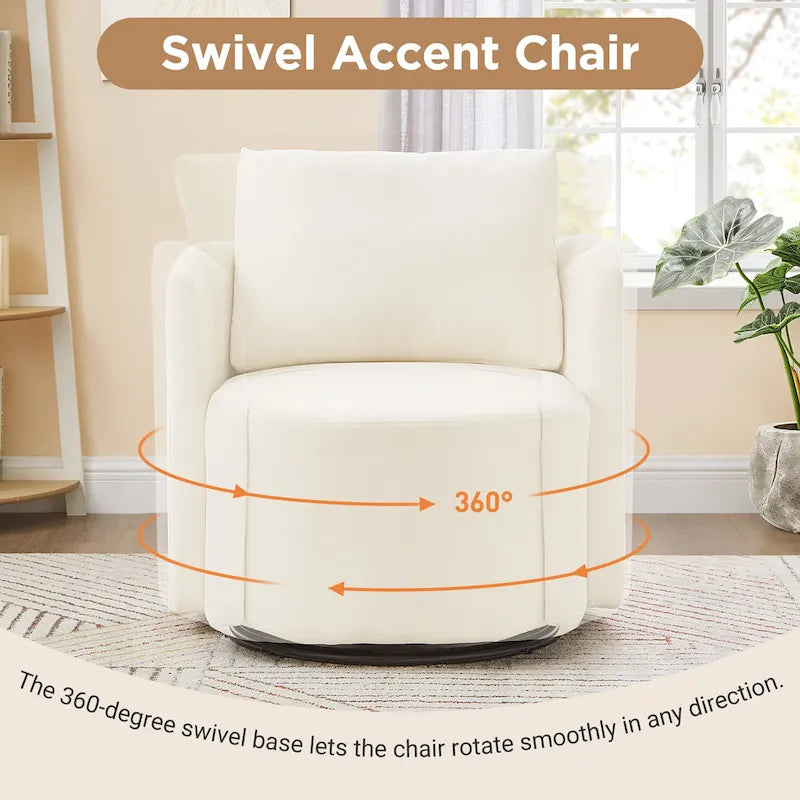 Chenille 360° Swivel Barrel Accent Chair, Single