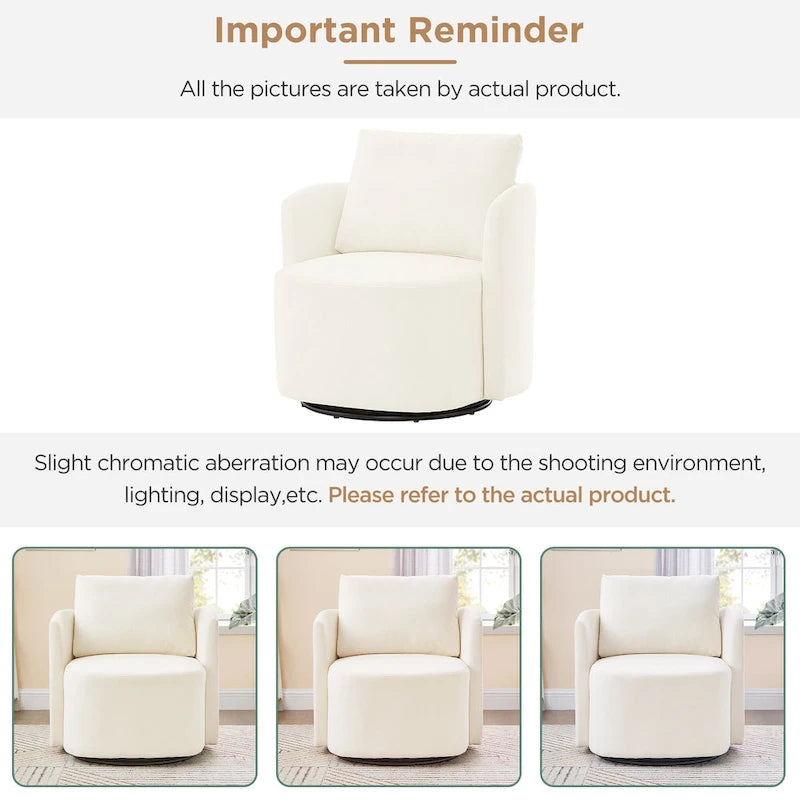 Chenille 360° Swivel Barrel Accent Chair, Single