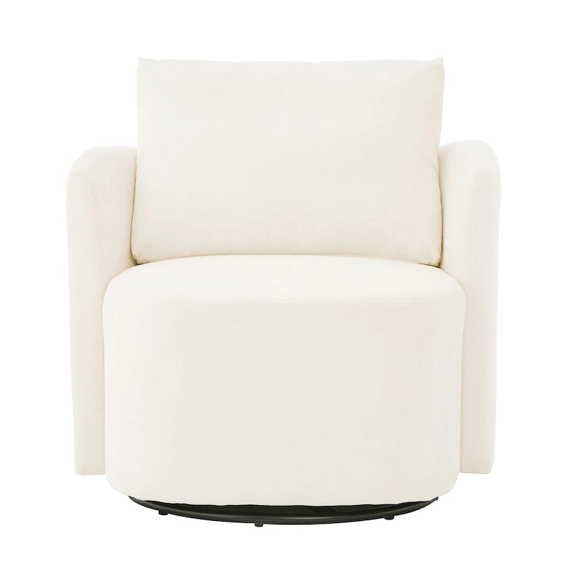 Chenille 360° Swivel Barrel Accent Chair, Single