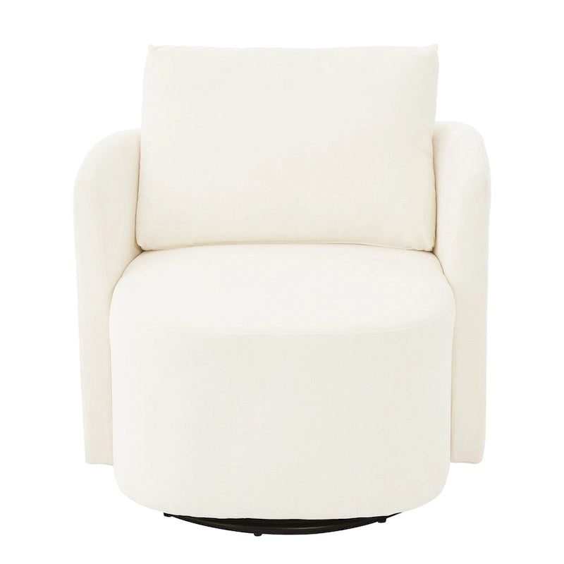 Chenille 360° Swivel Barrel Accent Chair, Single