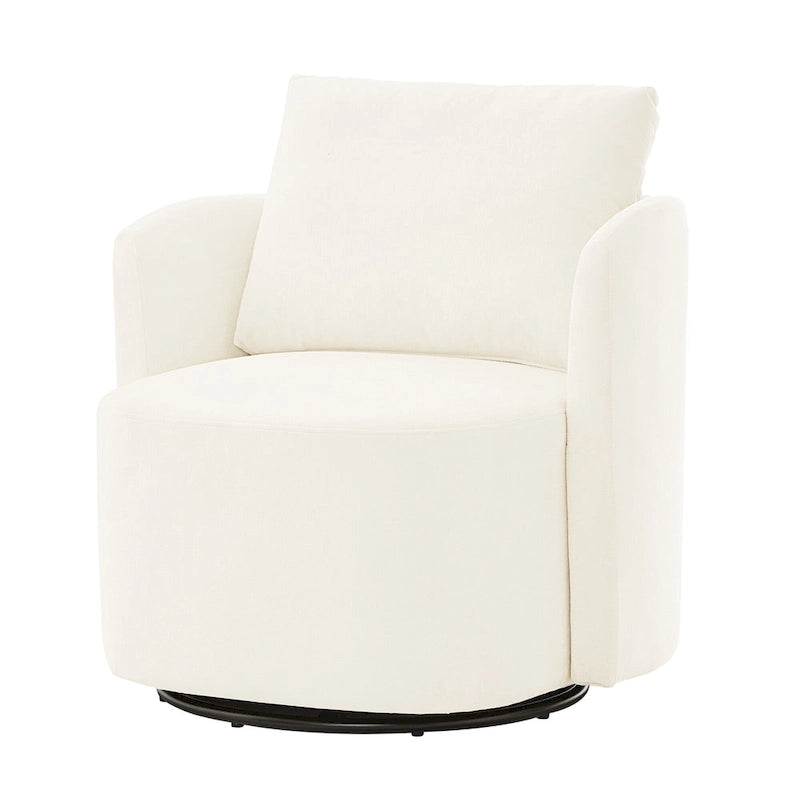 Chenille 360° Swivel Barrel Accent Chair, Single