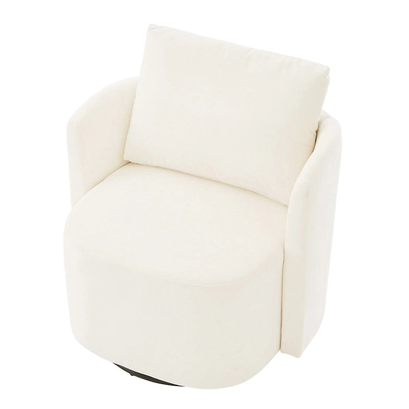 Chenille 360° Swivel Barrel Accent Chair, Single
