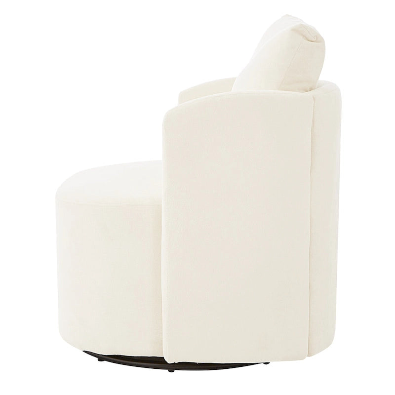 Chenille 360° Swivel Barrel Accent Chair, Single