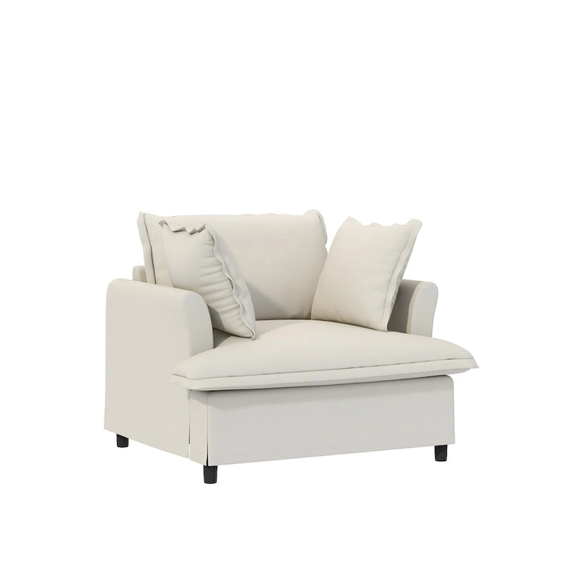 Beige / Gray Chenille Modular Sectional Sofa, 3-Seat + 2 Armchairs, Seats 5