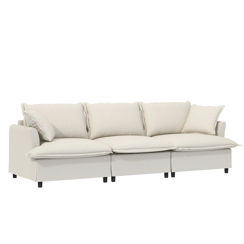 Beige / Gray Chenille Modular Sectional Sofa, 3-Seat + 2 Armchairs, Seats 5