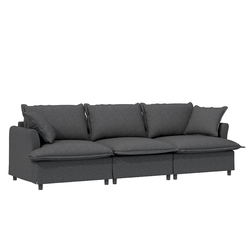 Beige / Gray Chenille Modular Sectional Sofa, 3-Seat + 2 Armchairs, Seats 5