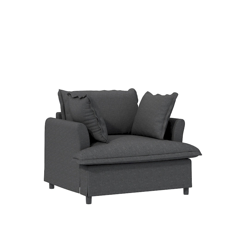 Beige / Gray Chenille Modular Sectional Sofa, 3-Seat + 2 Armchairs, Seats 5