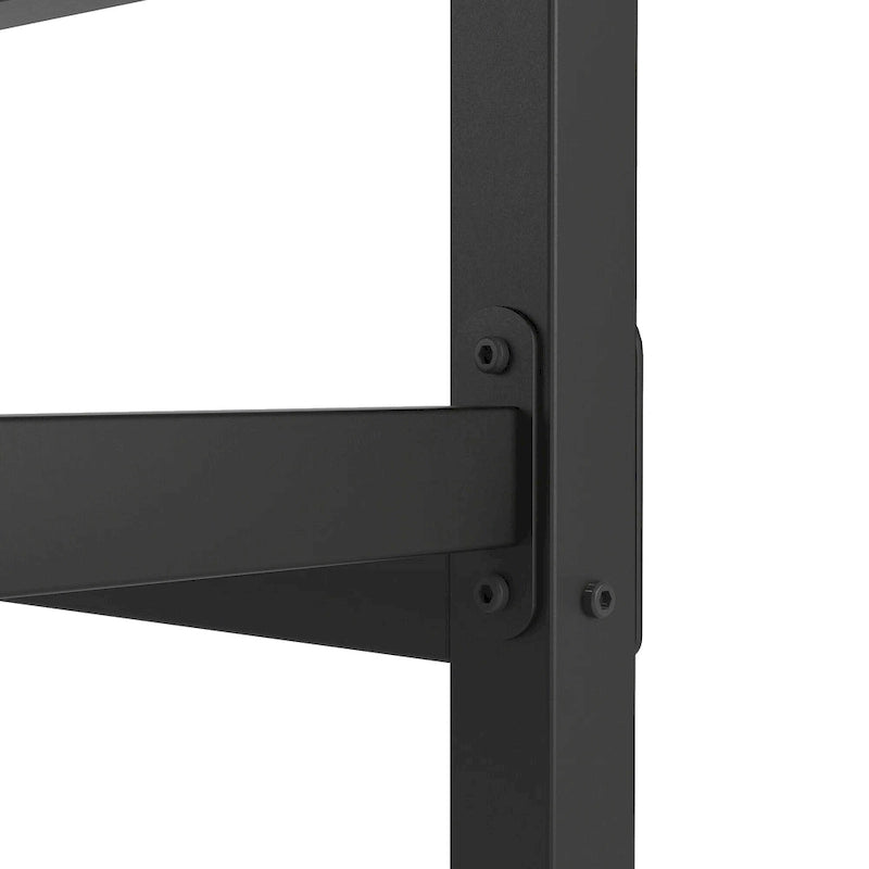 Black Metal Platform Bed with Headboard – Queen / Full, Fits 2–3