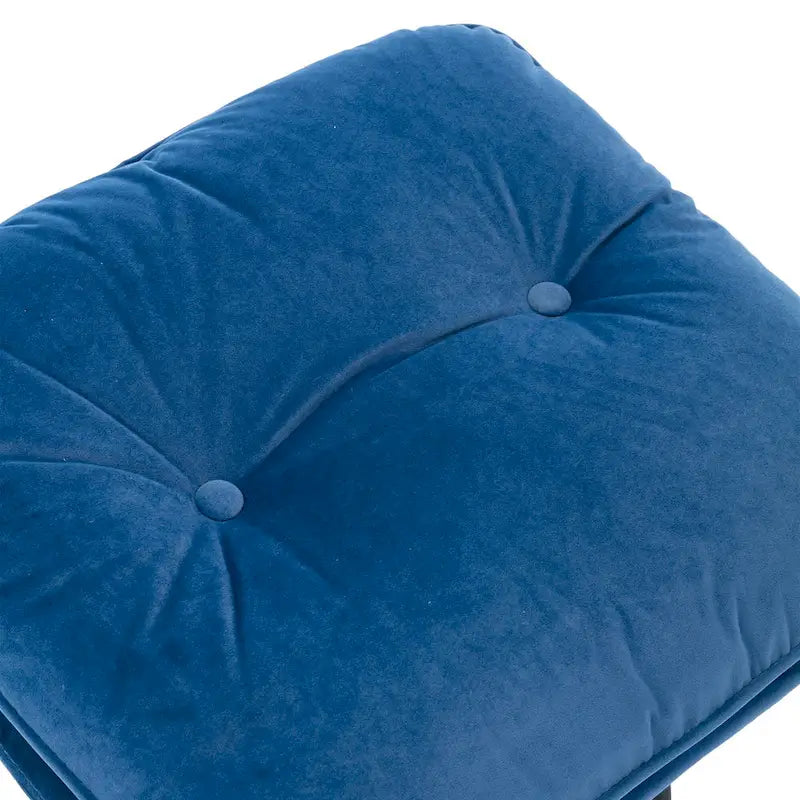 Blue Velvet Swivel Accent Chair with Ottoman – 1-Seat, No Armrest, Black Metal Legs