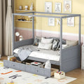 Gray / White Twin Canopy Daybed Frame with 2 Storage Drawers