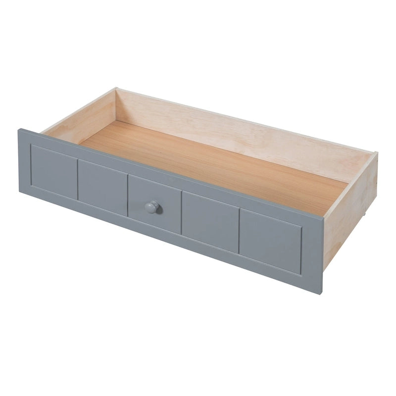 Gray / White Twin Canopy Daybed Frame with 2 Storage Drawers