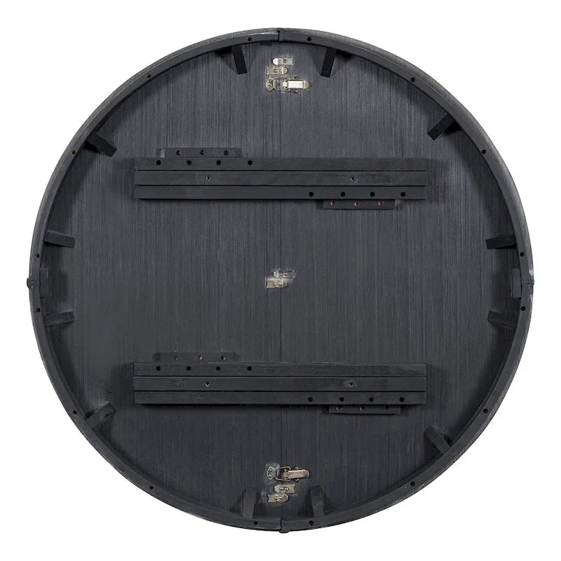 5-Piece Extendable Round Dining Set, Black / Natural Wood Wash, Seats 6