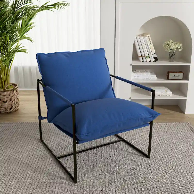 Metal Frame Sling Accent Chair with Cushion, 1-Seat