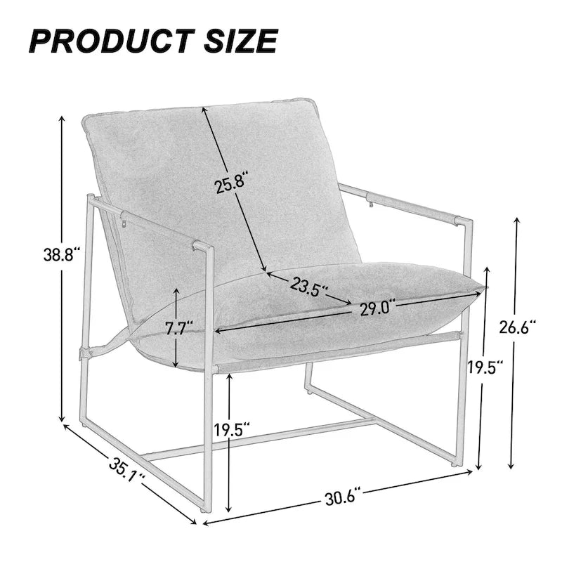 Metal Frame Sling Accent Chair with Cushion, 1-Seat