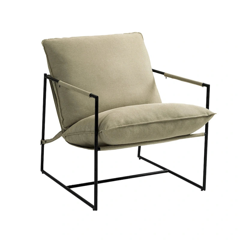 Metal Frame Sling Accent Chair with Cushion, 1-Seat