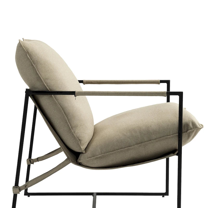 Metal Frame Sling Accent Chair with Cushion, 1-Seat