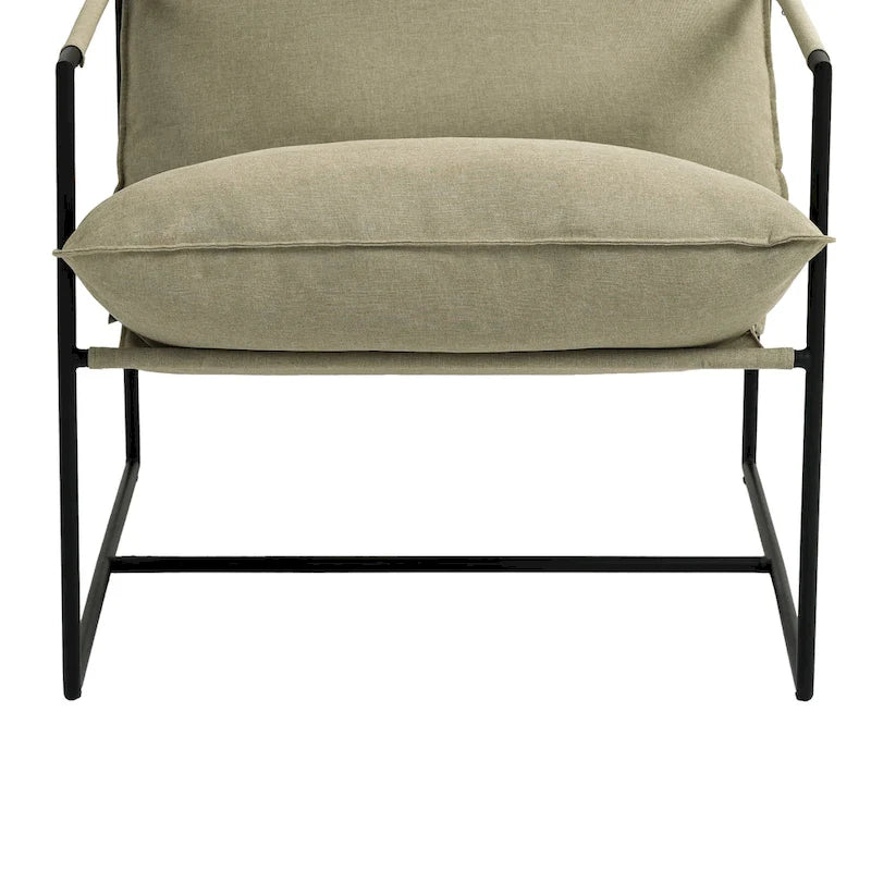 Metal Frame Sling Accent Chair with Cushion, 1-Seat