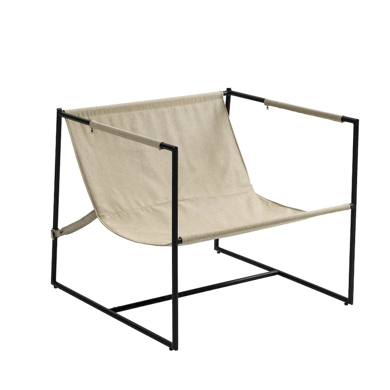 Metal Frame Sling Accent Chair with Cushion, 1-Seat