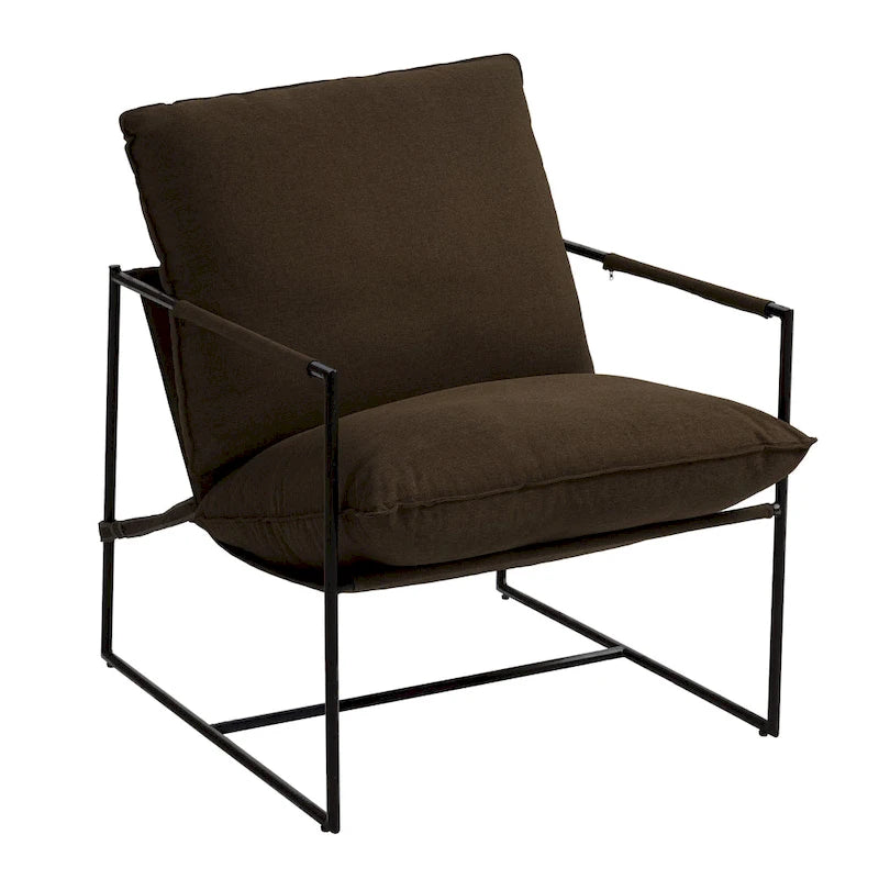 Metal Frame Sling Accent Chair with Cushion, 1-Seat