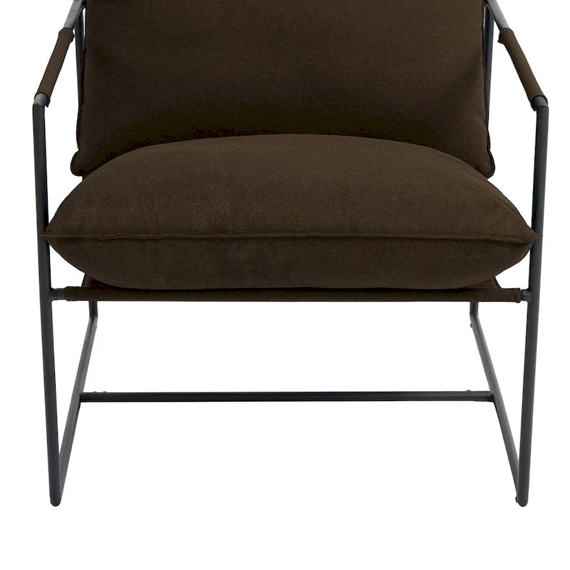 Metal Frame Sling Accent Chair with Cushion, 1-Seat