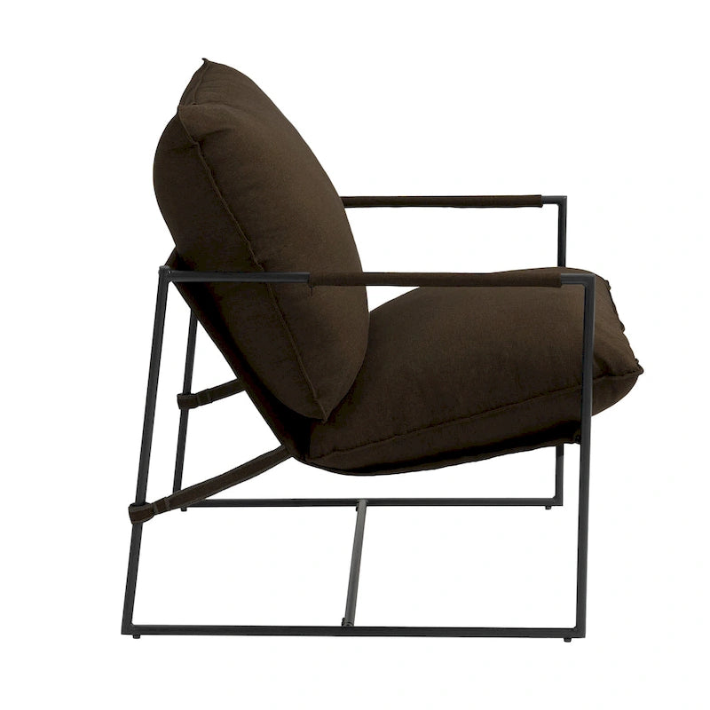 Metal Frame Sling Accent Chair with Cushion, 1-Seat