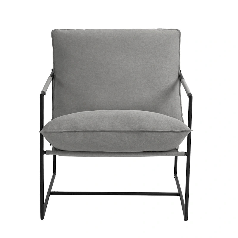 Metal Frame Sling Accent Chair with Cushion, 1-Seat