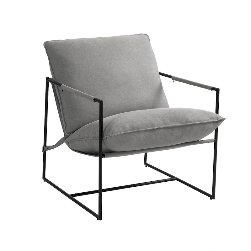 Metal Frame Sling Accent Chair with Cushion, 1-Seat
